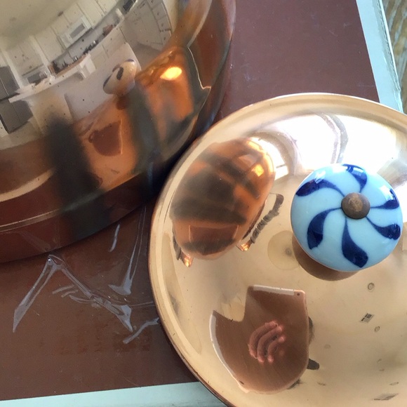 Copper and Blue Ceramic Knob Decorative Bowl - Picture 1 of 6
